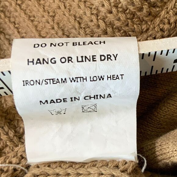 Tan Knit Open Front Long Sleeve Pocketed Slouchy Cardigan Size Medium - Picture 15 of 15